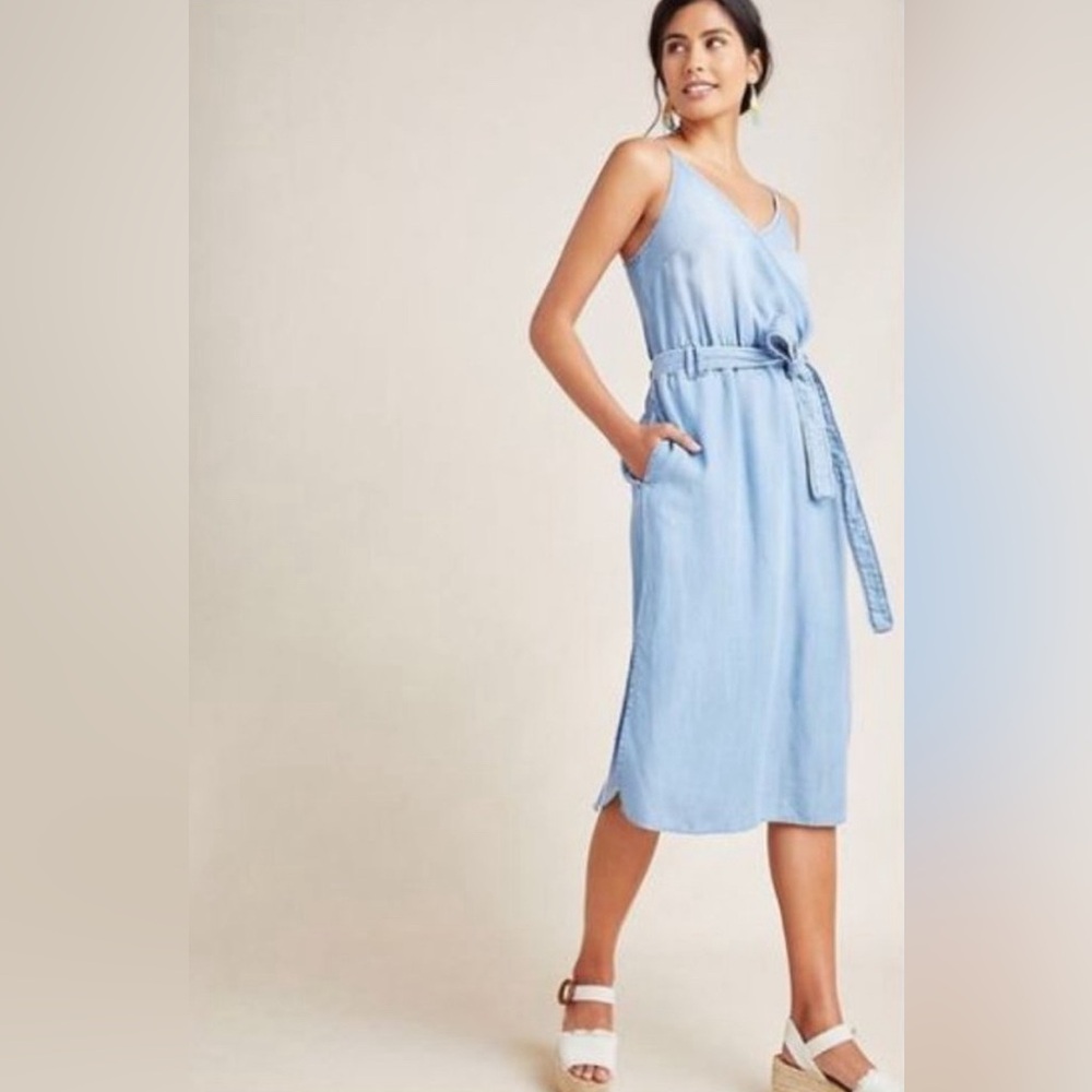 Cloth & Stone Surplice Chambray Anthropologie Dress